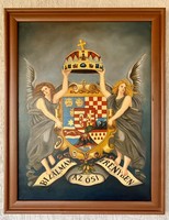 Magyar Királyság Angyalos Nagycímere - 71 x 90 olajfestmény
