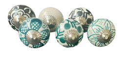 S6-49 Vintage stílusú porcelán bútorgomb szett (6 db-os)