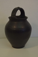Karcagi fekete kerámia cserépedény A166