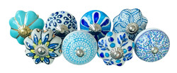 S8-19  Vintage stílusú porcelán bútorgomb szett (8 db-os)