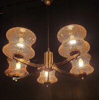 Mid century modern, hollywood regency réz üveg csillár