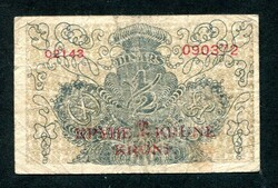 Szerb - Horvát - Szlovén Királyság 1919 1/2 Dinár - 2 Korona felülbélyegzés