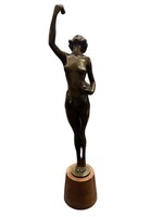 Patinázott bronz szobor-női akt