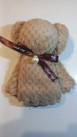 Maci Mackó Teddy Barna színben kéztörlő - kis törölköző ajándéktasakban +Gyöngy medál. Kézműves.