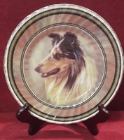 Skót juhászkutyás porcelán tányér, kutyás dísztányér