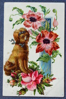 Antik eredeti dekupázs  képeslap - különleges