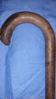 Szép állapotú faragott fejű intarziás masszív vastag fa sétabot végén gumi rátét 83 cm képek szerint