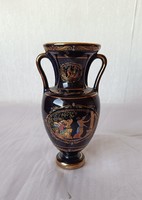 Görög porcelán váza, aranyozott dekorral, szuvenír tárgy
