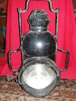 Antik MÁV vasutaslámpa mozdonyra akasztható jelző petróleumlámpa bakterlámpa állapot képek szerint