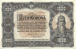 1000 korona 1920 Gyönyörű