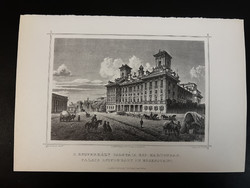 Eszterházy palotája Kismartonban - Hunfalvy - Rohbock acélmetszet, reprint