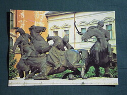 Képeslap,Eger,Dobó István tér,Végvári harcosok emlékmű,Minorita templom látkép,részlet,1979-