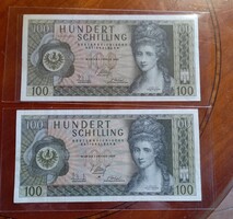 2 db Ausztria 100 Schilling - Első és második kiadás