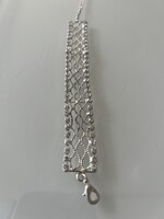 Ezüstözött strassz karkötő 24 cm hosszú, 2 cm széles