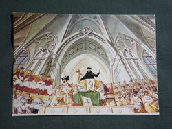 Képeslap,Eger,Főegyházmegyei könyvtár,freskó látkép,részlet,1986-