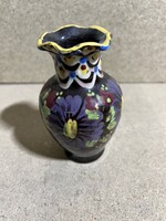 Hódmezővásárhelyi majolika váza, HMV , 13 x 8 cm-es. 3246