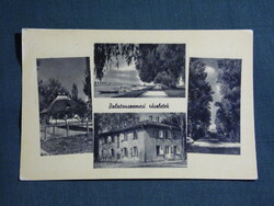 Képeslap,Balatonszemes,mozaik,SZOT üdülő,kikötő látkép,részlet,1956-