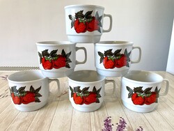 Zsolnay porcelain strawberry pattern mug set