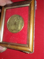 Antik 1873 MONARCHIA Bécs Világkiállítás bronz kisebb emlékplakett érme keretben képek szerint