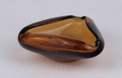 1U627 Old Thick-walled Amber-colored Glass Three-compartment Ashtray