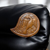 “ Felszállott a páva “ népi bőr bross, régi kitűző, szép pin, 1970-es évek bross, főnix madár