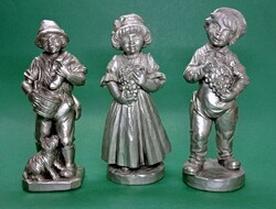 3 db német RUF ón figura szobor