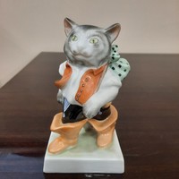Jubileumi Herendi Csizmás Kandúr porcelán figura 1.oszt.
