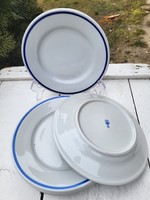 Zsolnay porcelán_5 db-os kékcsíkos kistányér szett