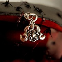 Vintage Metal Spider Pendant Witch Fancy Old Pendant Necklace Jewelry From 1990s