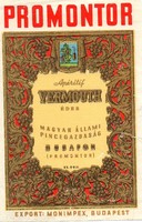 Italcímke: Promontor vermouth, Budapest.