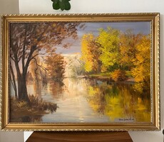 Solymosné Göldner Márta: Ártér festmény