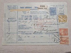 1903-as Postai szállítólevél Temesvár