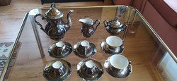 Rudolph Wachter Bavaria Feinsilber Decor ezüstözött porcelán teáskészlet