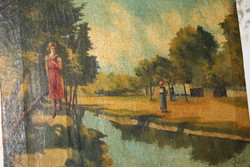 Antik szignált festmény 740