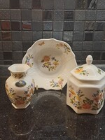 Aynsley angol porcelán cottage garden dekorral váza tálka bonbonier pillangós virágos