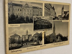 Régi képes lap. Koronás bélyeggel. Írott. Zalaegerszeg.Notre-Dame zárda,Főgimnázium,Vasútállomás.