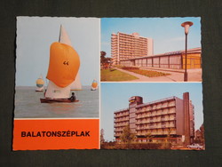 Képeslap,Balatonszéplak,mozaik,SZOT Dunai vasmű,Medicor üdülő,szálló,étterem látkép,részlet, 1985-