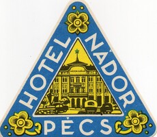 Hotel címke, bőröndcímke. Hotel Nádor Pécs.