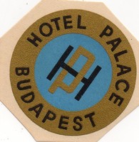 Hotel címke, bőröndcímke. Hotel Palace, Budapest.