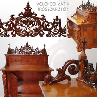 Velencei dúsan faragott antik író-szekreter