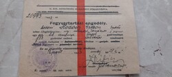 FEGYVERTARÁSI ENGEDÉLY