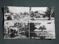 Képeslap,Balatonboglár,mozaik,üdülő,szálló,kemping,móló,kikötő látkép,részlet, 1963-