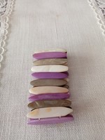Kagyló / gyöngyház gumis karkötő   -    lila - szürke-fehér