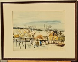 Szalóky Sándor (1921-1978) : Tél / Kerekes kút