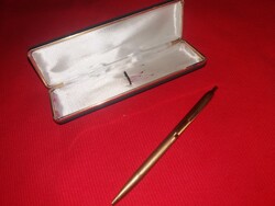 Régi szép, Írószergyáras fém - aranyozott golyóstoll bőr, selyem bélelt dobozában a képek szerint