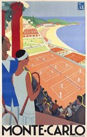 Monte Carlo francia riviéra tenisz sport R. Broders 1930 art deco vintage reklám plakát reprint