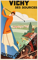 Vichy golf nyári sportok Roger Broders 1928 Francia art deco vintage turisztikai plakát reprint