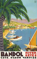 Cote d'Azur kikötő vitorlás vitorlázás R. Broders 1932 art deco vintage turisztikai plakát reprint