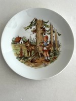 Vintage, retro Kahla mesemintás (Piroska és a Farkas), mesejelenetes, gyerek porcelán kis tányér