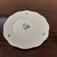 Herendi zöld virágmintás porcelán süteményes tányér